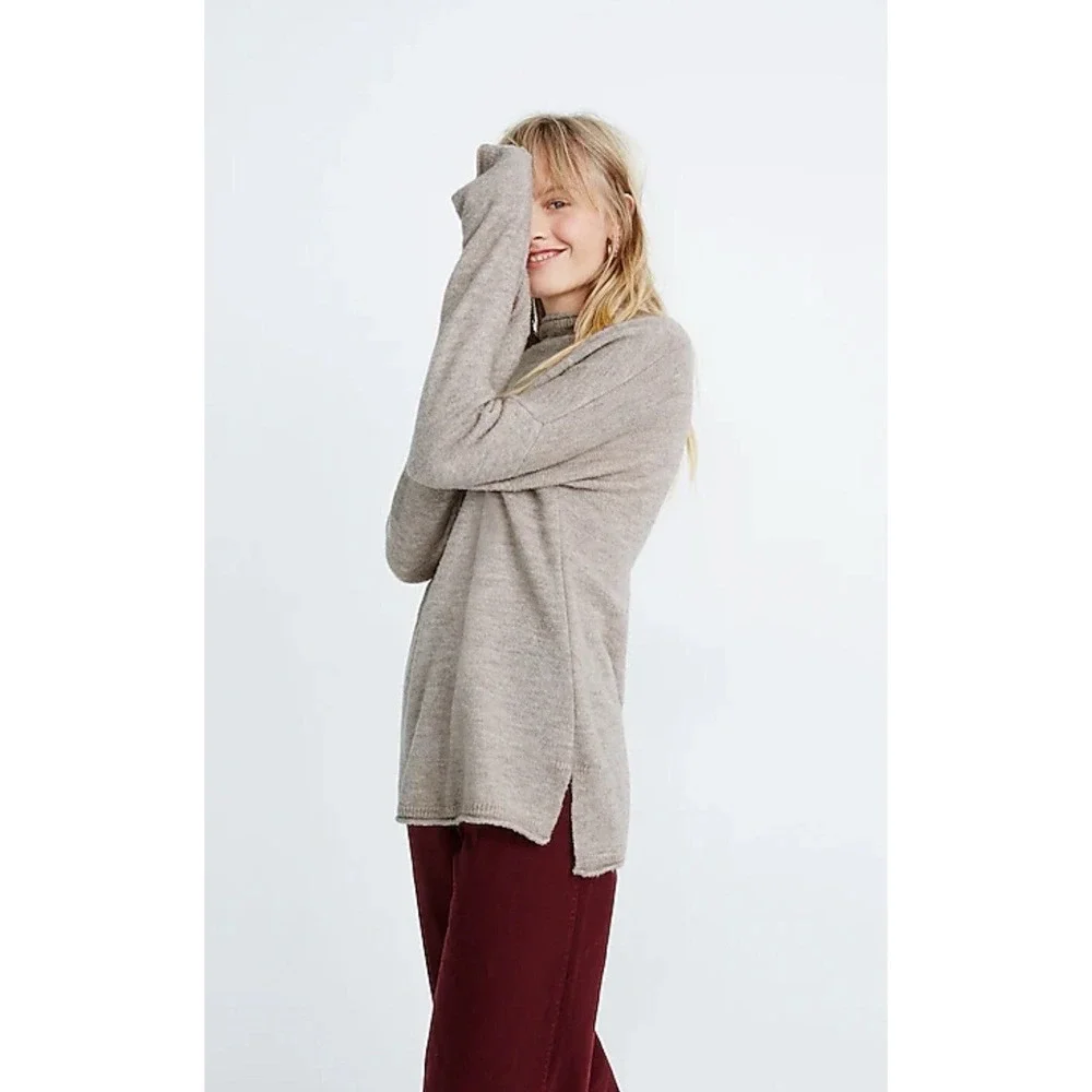 Madewell Women's Boucle Mock Neck Tunic Sweater Merino Wool Blend Size 2X NEW - Picture 13 of 14